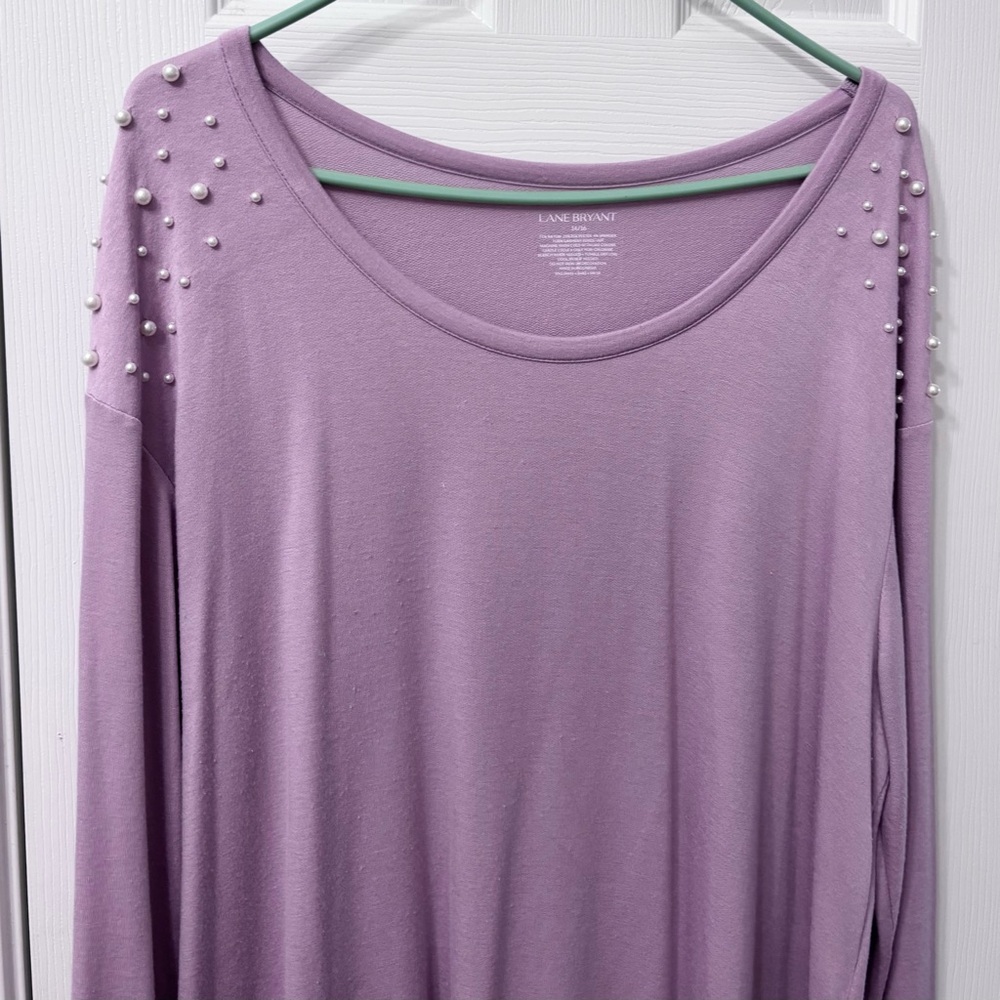 Lane Bryant Pearl Detail Lilac Purple Long Sleeve TunicPlus Size 14/16 - Picture 3 of 7